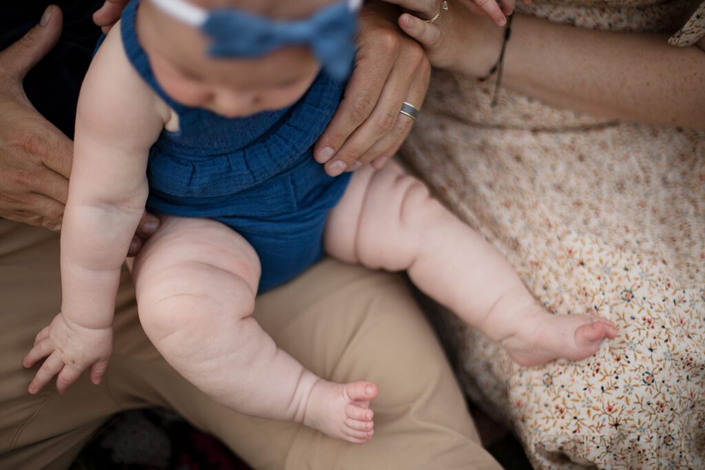 close up of chubby baby legs
