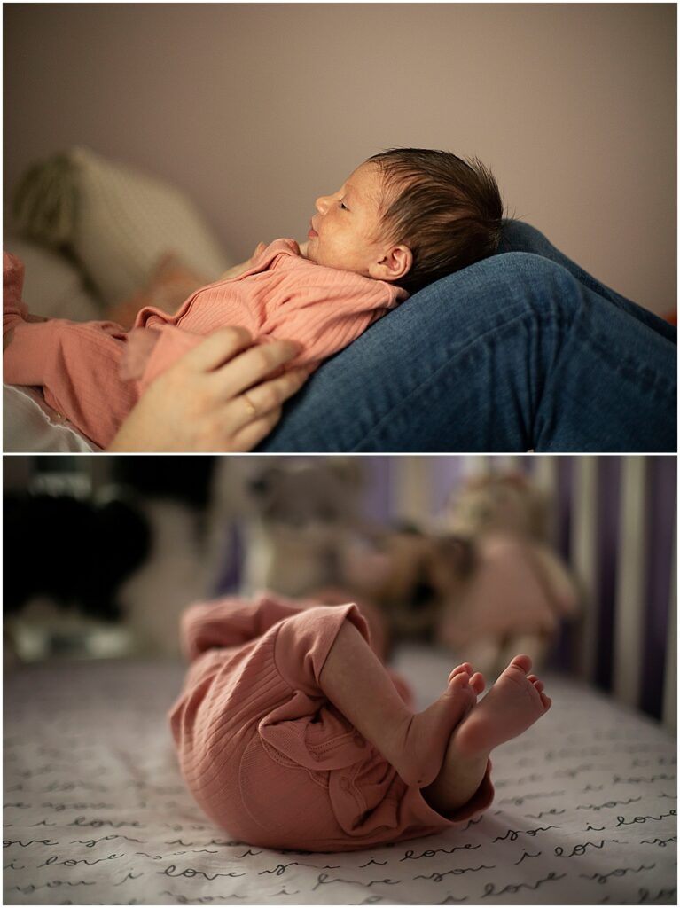 baby girl during in home baltimore newborn session
