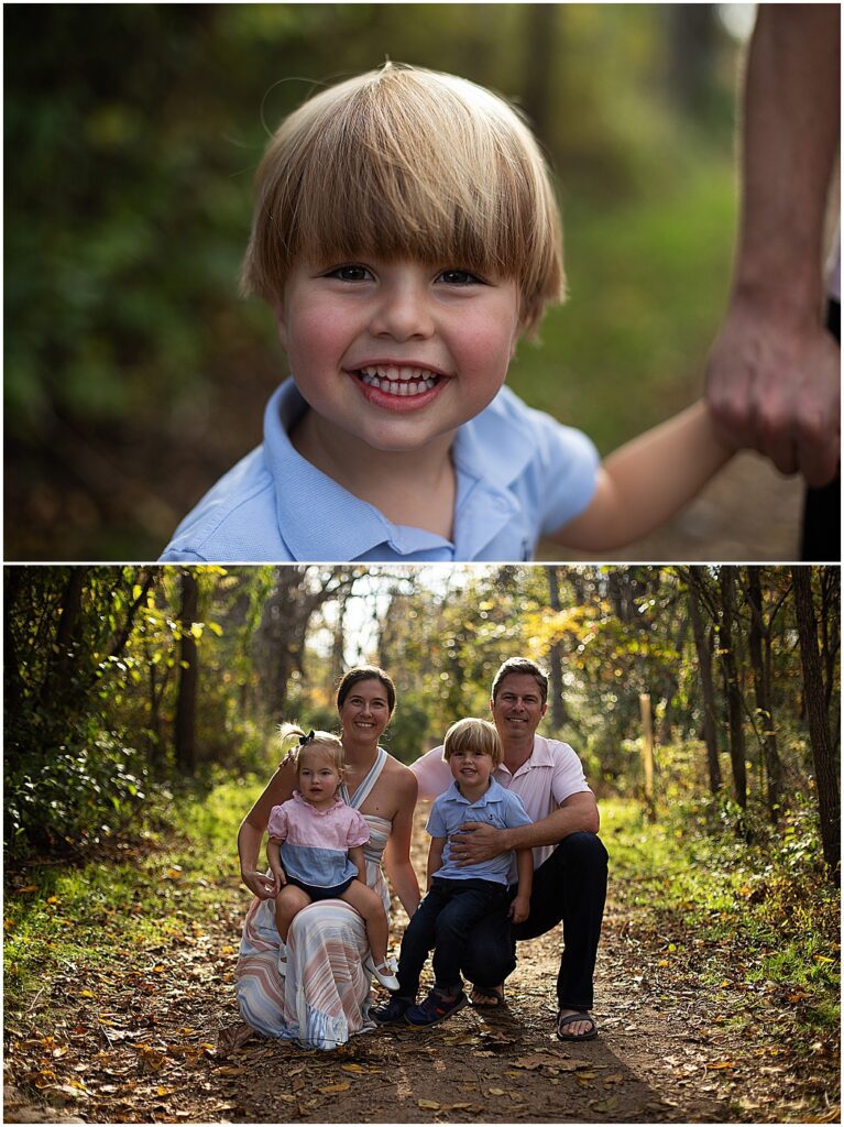 little boy smiling in baltimore park best time of year for outdoor Baltimore family photos